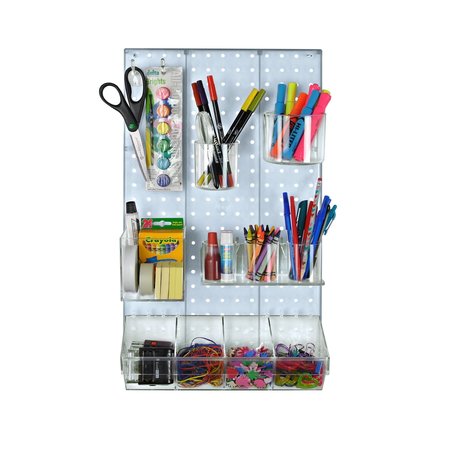 Azar Displays 12-Piece Blue Pegboard Organizer Kit with 1 Panel and Accessory 900942-BLU